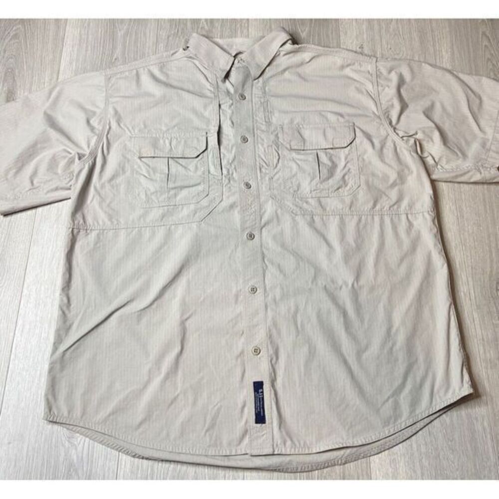 5.11 Tactical‎ Series Shirt Men XL Tan Short Sleeve Vented Fishing Work Ripstop